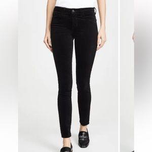 L’Agence Black Velvet Skinny Jeans Zipper Button Fly Ankle Length